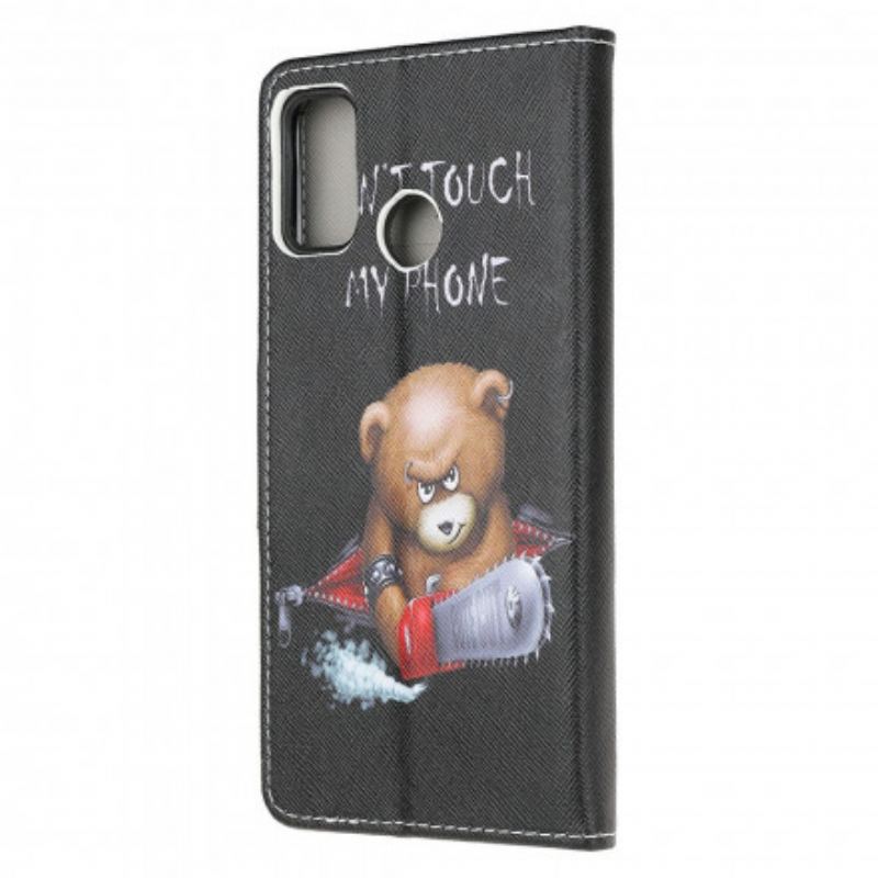 Capa De Couro Para Moto G30 / G10 Urso Perigoso