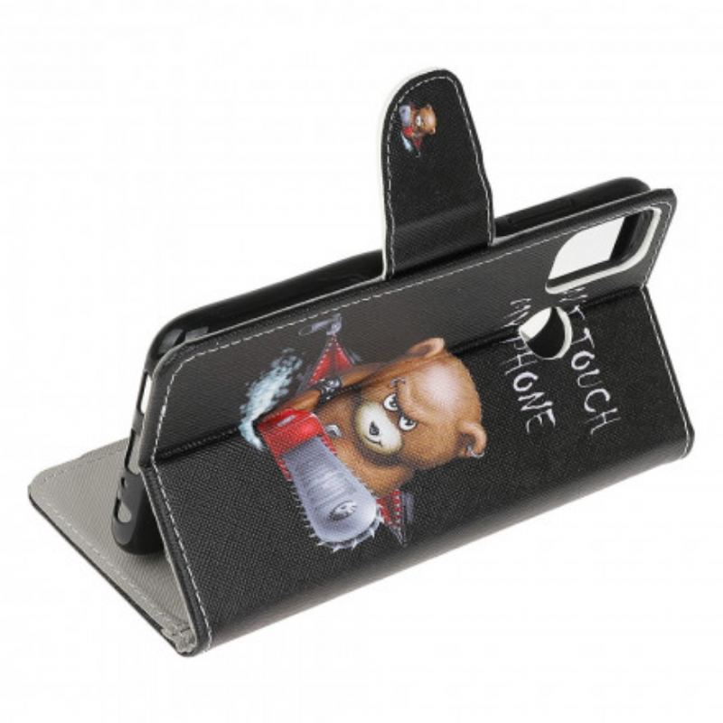 Capa De Couro Para Moto G30 / G10 Urso Perigoso