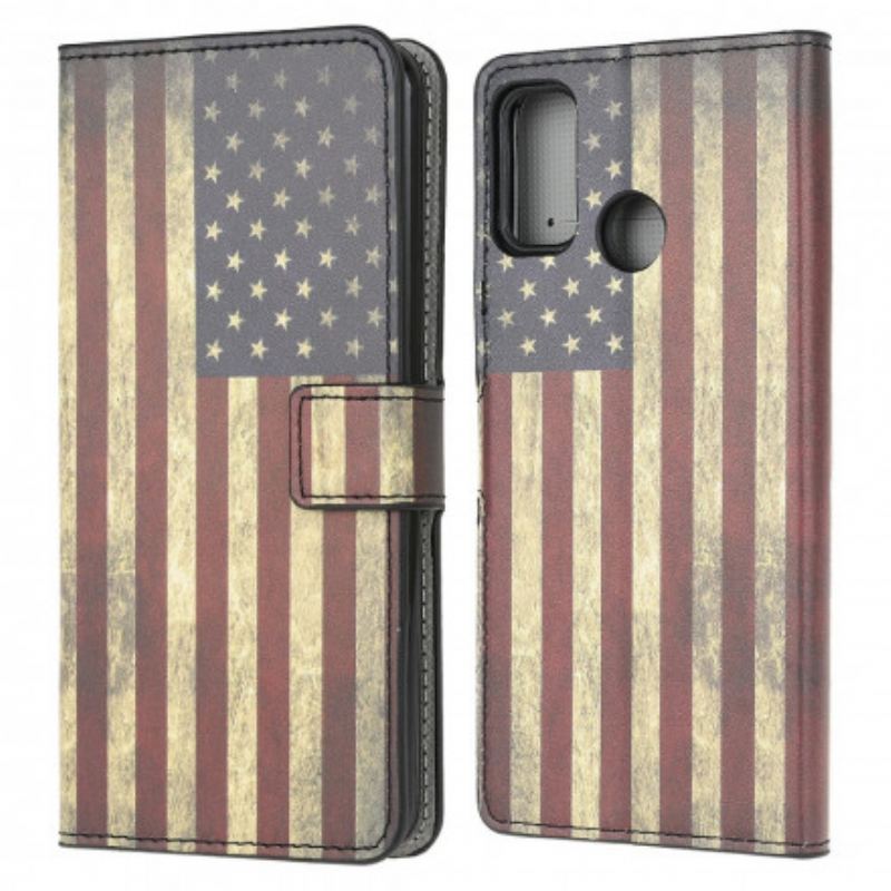 Capa Flip Para Moto G30 / G10 Bandeira Americana