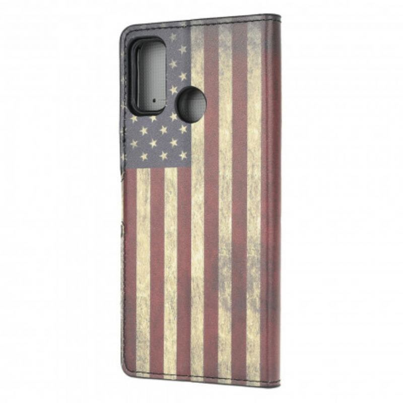 Capa Flip Para Moto G30 / G10 Bandeira Americana