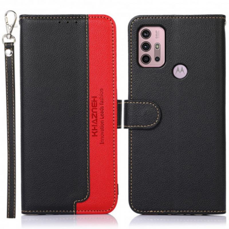 Capa Flip Para Moto G30 / G10 Estilo Lichia Rfid Khazneh