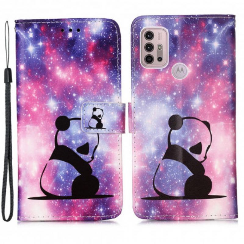 Capa Flip Para Moto G30 / G10 Galáxia Panda