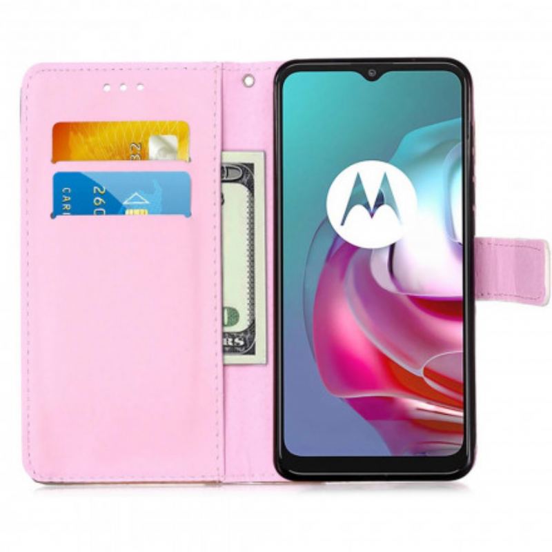 Capa Flip Para Moto G30 / G10 Galáxia Panda