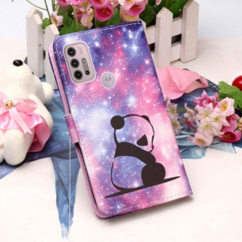 Capa Flip Para Moto G30 / G10 Galáxia Panda