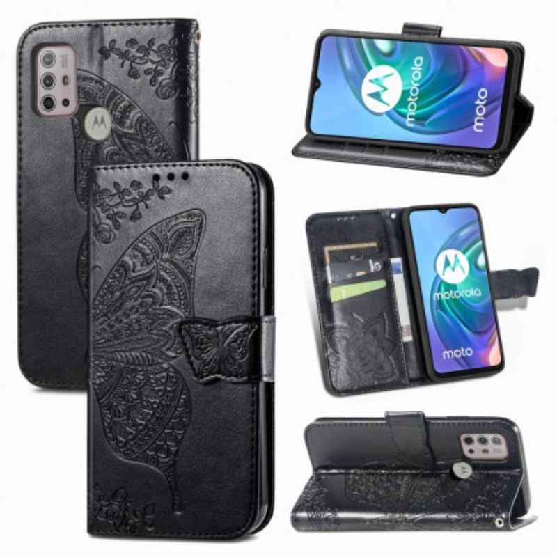 Capa Flip Para Moto G30 / G10 Meia Borboleta