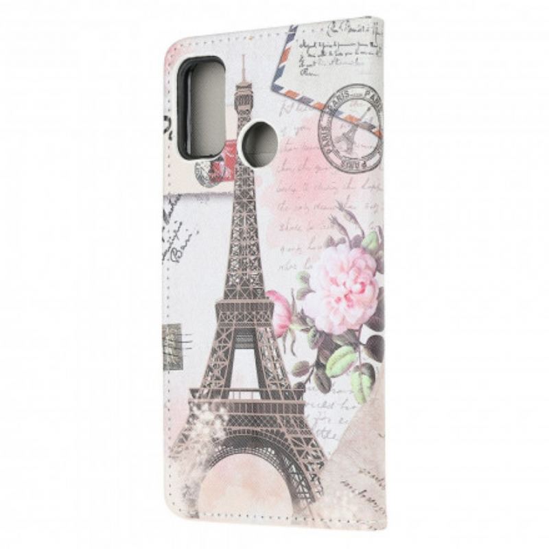 Capa Flip Para Moto G30 / G10 Torre Eiffel Retrô