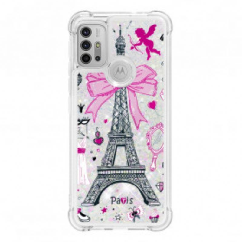 Capa Para Moto G30 / G10 As Lantejoulas Da Torre Eiffel