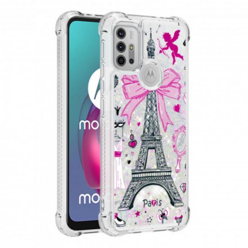 Capa Para Moto G30 / G10 As Lantejoulas Da Torre Eiffel