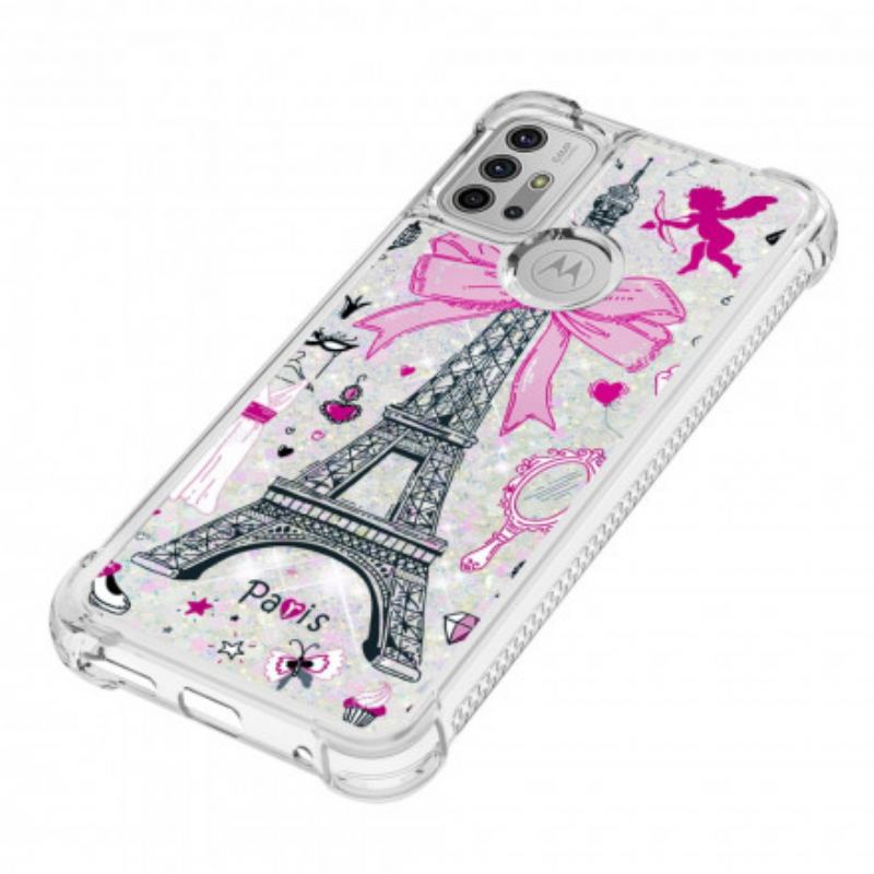 Capa Para Moto G30 / G10 As Lantejoulas Da Torre Eiffel