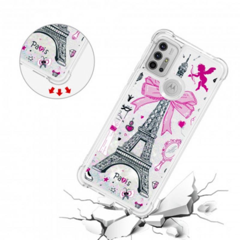 Capa Para Moto G30 / G10 As Lantejoulas Da Torre Eiffel