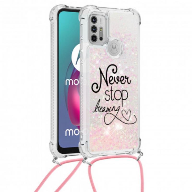 Capa Para Moto G30 / G10 De celular Cordão De Glitter Nunca Pare