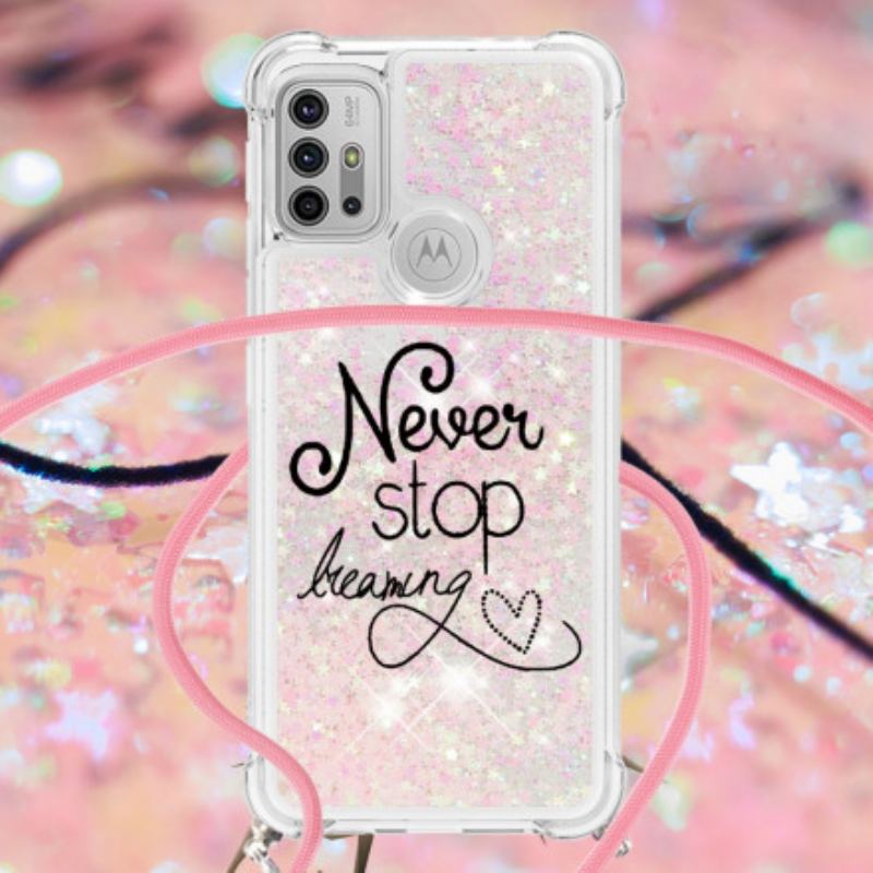 Capa Para Moto G30 / G10 De celular Cordão De Glitter Nunca Pare