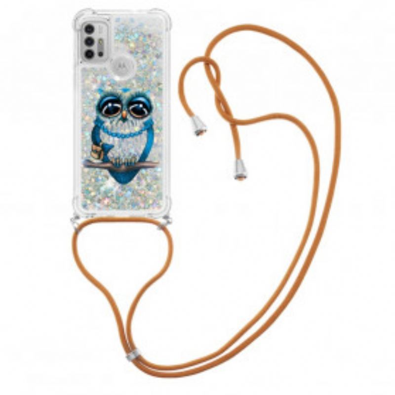 Capa Para Moto G30 / G10 De celular Cordão De Lantejoulas Miss Owl