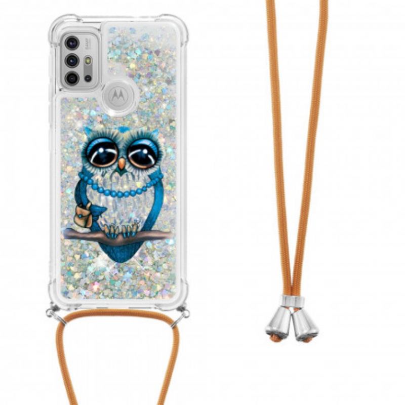 Capa Para Moto G30 / G10 De celular Cordão De Lantejoulas Miss Owl