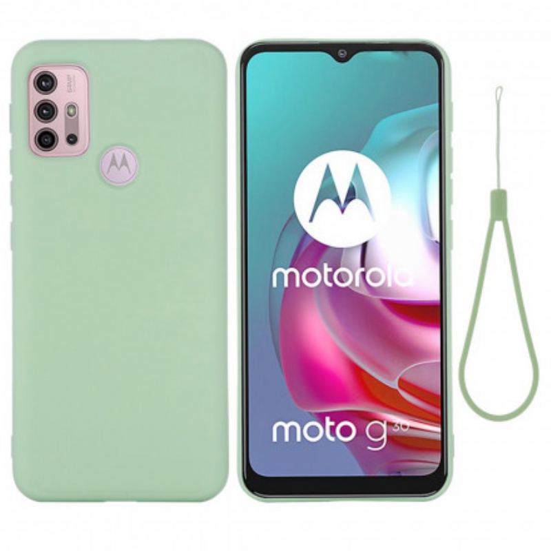 Capa Para Moto G30 / G10 Silicone Líquido Com Cordão