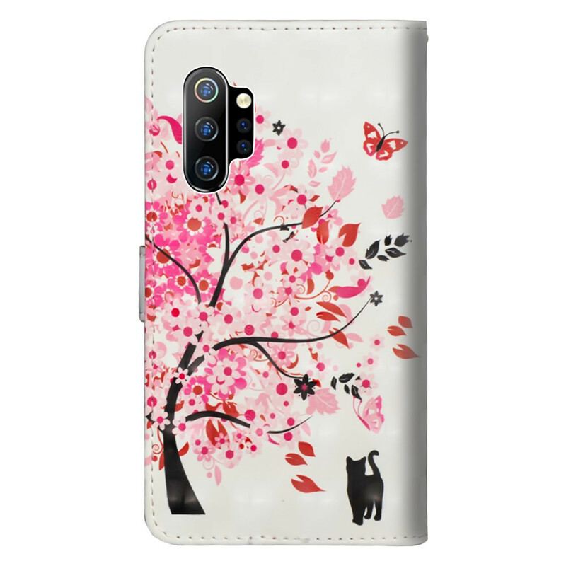 Capa De Couro Para Samsung Galaxy Note 10 Plus Árvore Rosa