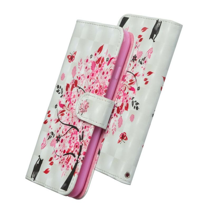 Capa De Couro Para Samsung Galaxy Note 10 Plus Árvore Rosa