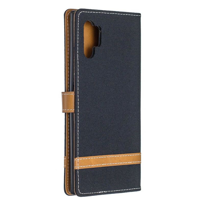 Capa De Couro Para Samsung Galaxy Note 10 Plus De Cordão Correia Efeito Tecido E Couro