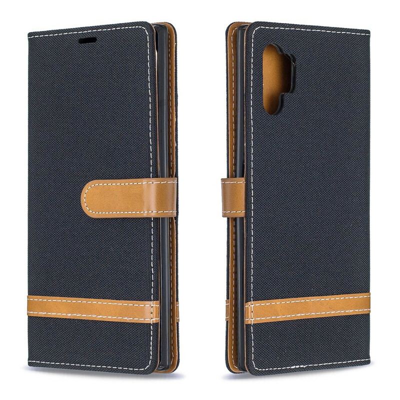 Capa De Couro Para Samsung Galaxy Note 10 Plus De Cordão Correia Efeito Tecido E Couro