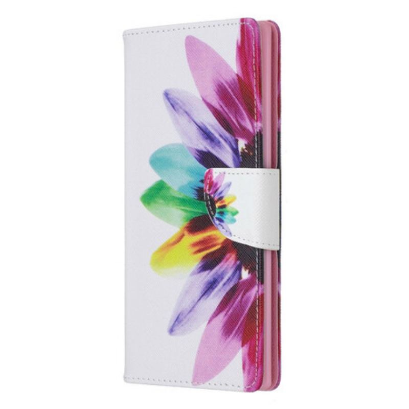 Capa Flip Para Samsung Galaxy Note 10 Plus Flor Aquarela