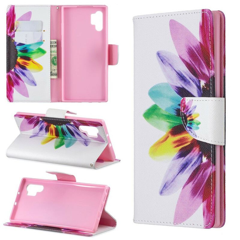 Capa Flip Para Samsung Galaxy Note 10 Plus Flor Aquarela