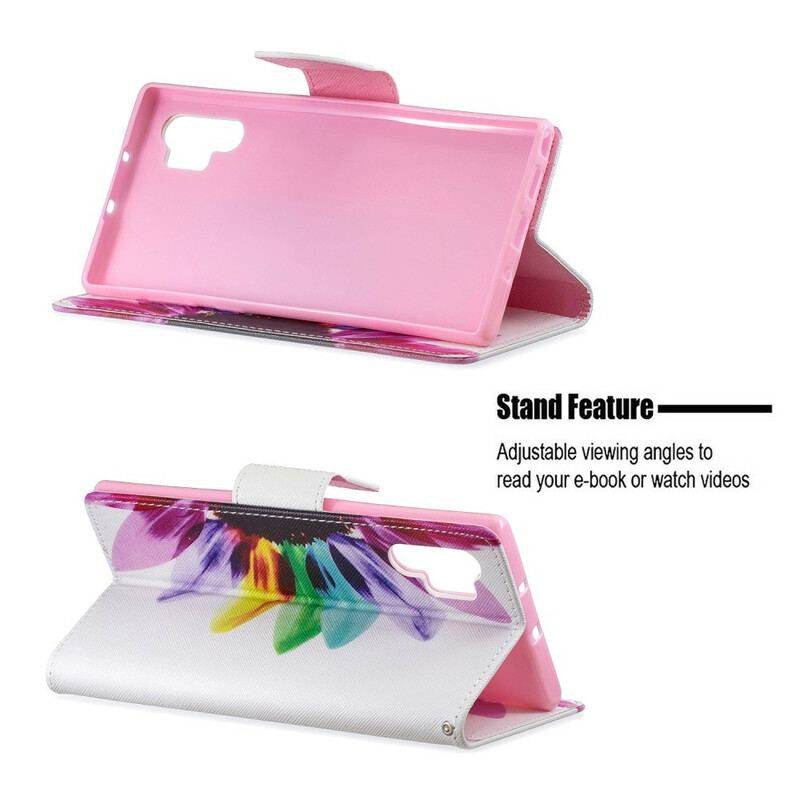 Capa Flip Para Samsung Galaxy Note 10 Plus Flor Aquarela