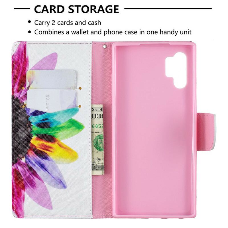 Capa Flip Para Samsung Galaxy Note 10 Plus Flor Aquarela