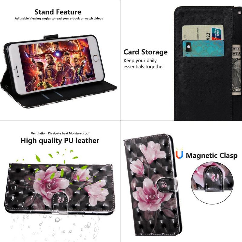 Capa Flip Para Samsung Galaxy Note 10 Plus Flores Em Flor