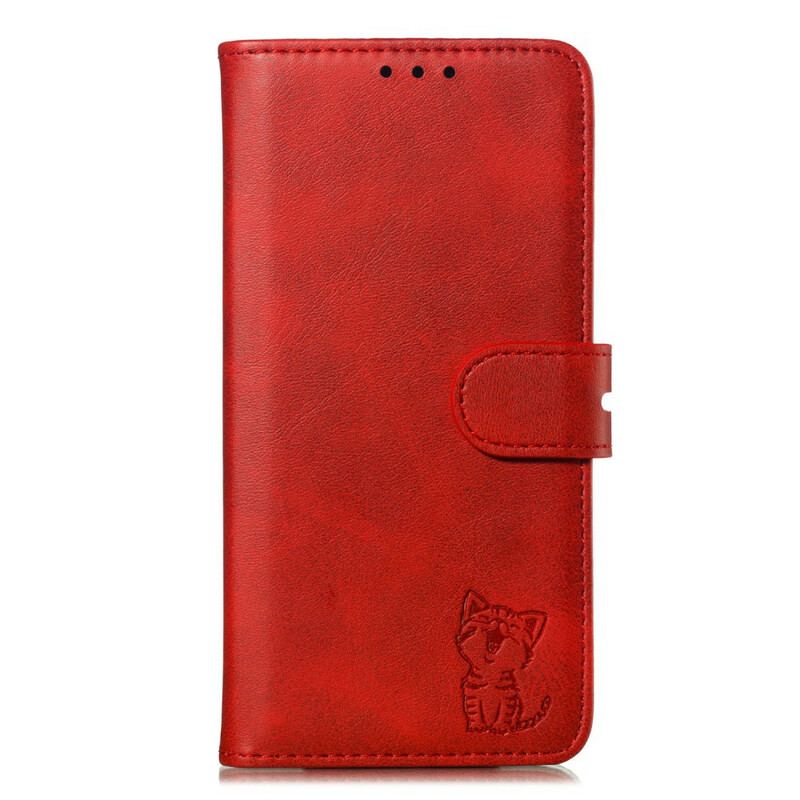 Capa Flip Para Samsung Galaxy Note 10 Plus Gatinho De Couro Falso