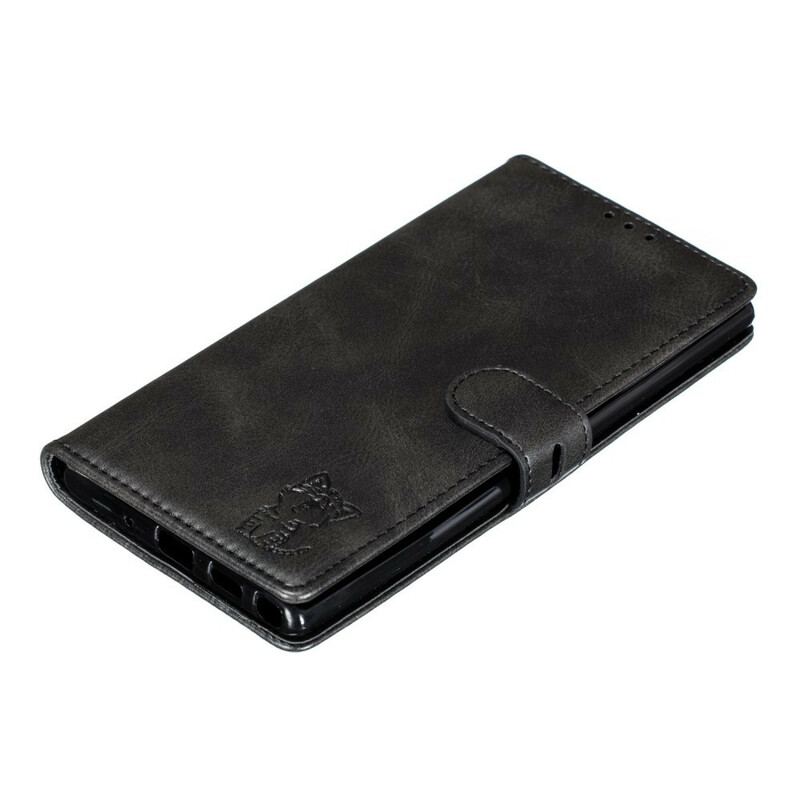 Capa Flip Para Samsung Galaxy Note 10 Plus Gatinho De Couro Falso