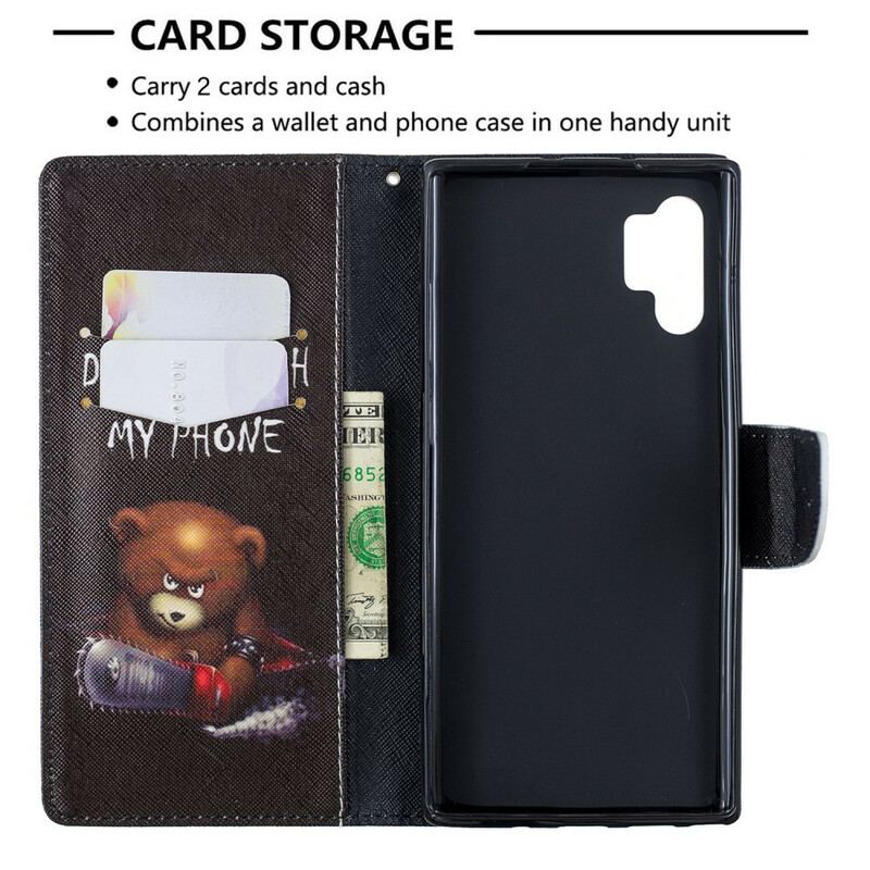 Capa Flip Para Samsung Galaxy Note 10 Plus Urso Perigoso