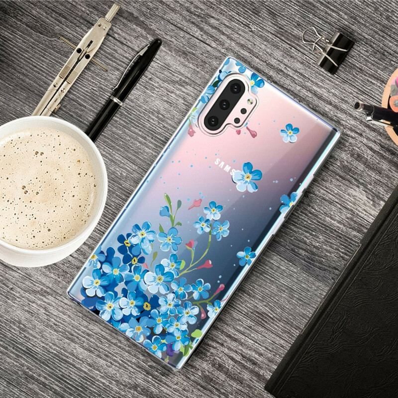 Capa Para Samsung Galaxy Note 10 Plus Flores Azuis