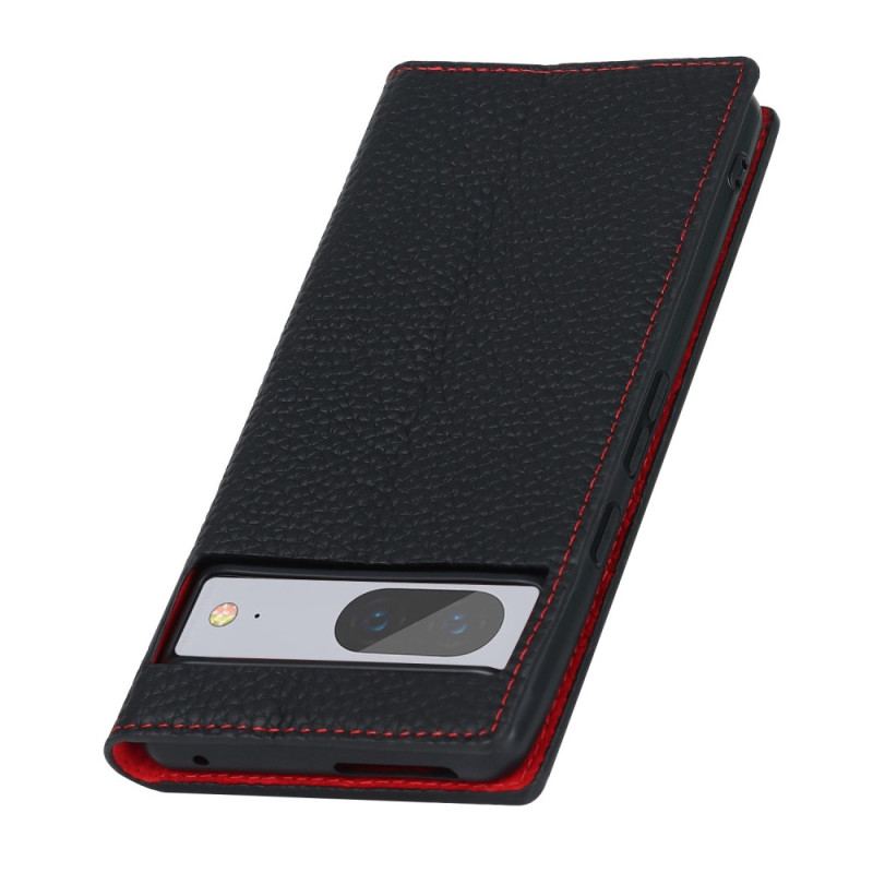 Capa De Celular Para Google Pixel 7 De Cordão Flip Correia De Couro Litchi Genuíno