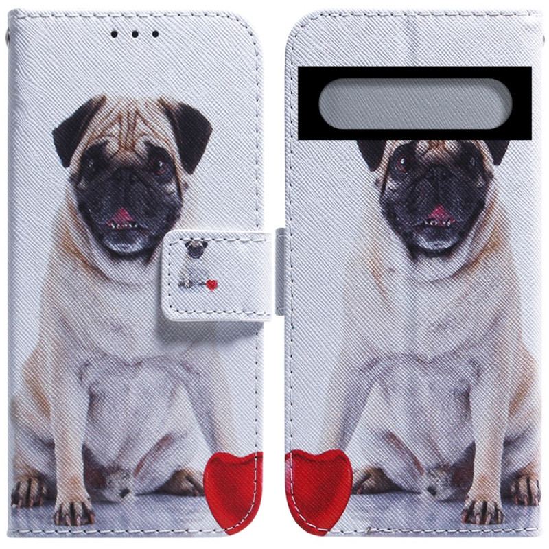 Capa De Couro Para Google Pixel 7 Cachorro Pug