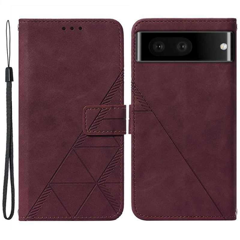 Capa De Couro Para Google Pixel 7 De Cordão Cintas Triângulos