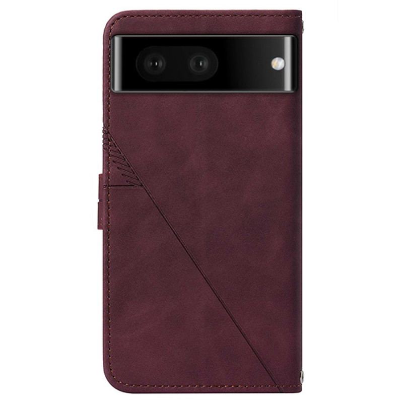 Capa De Couro Para Google Pixel 7 De Cordão Cintas Triângulos