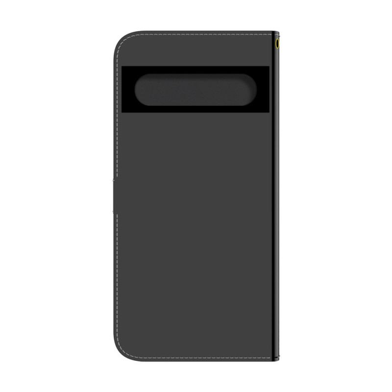 Capa De Couro Para Google Pixel 7 Capa De Espelho De Couro Sintético