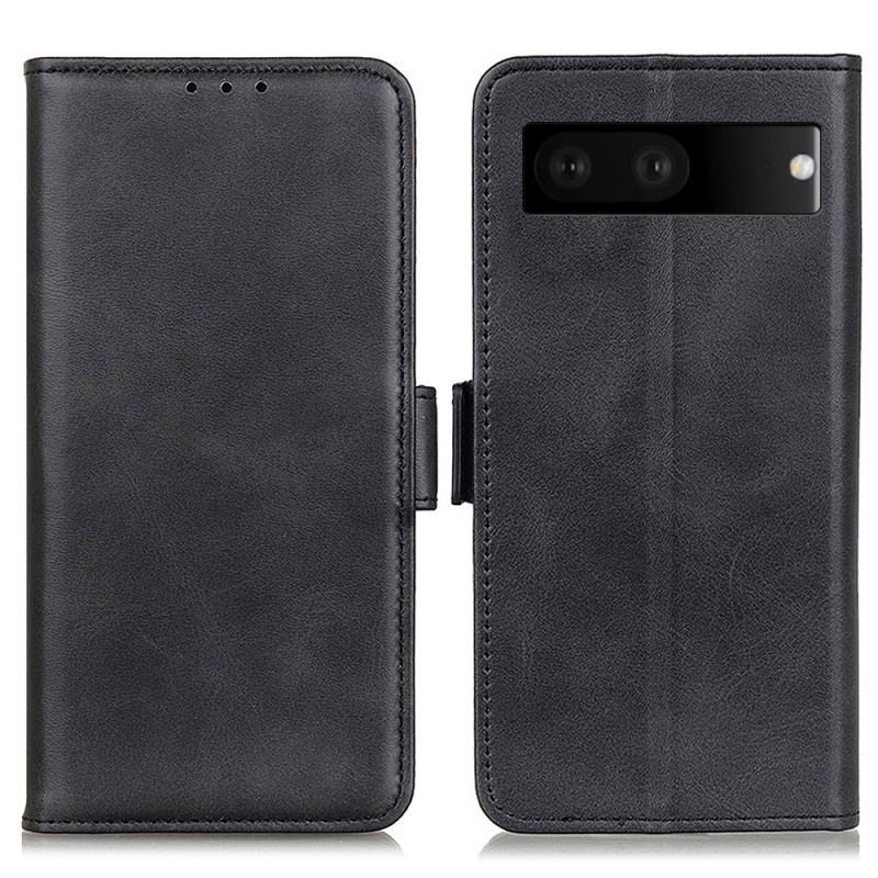 Capa De Couro Para Google Pixel 7 Fecho Duplo