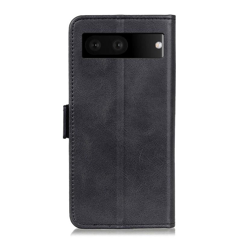 Capa De Couro Para Google Pixel 7 Fecho Duplo