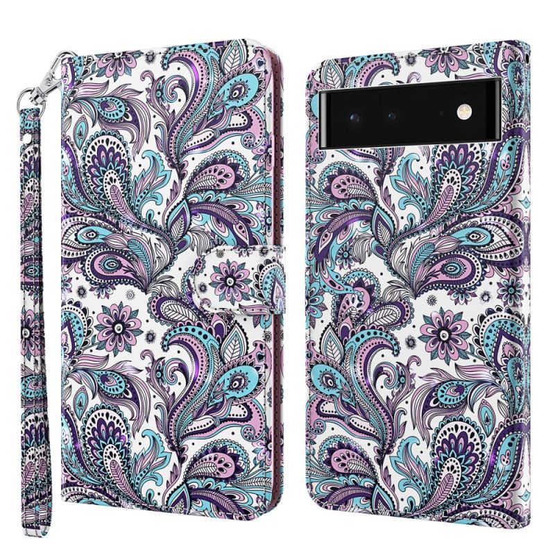 Capa De Couro Para Google Pixel 7 Paisley