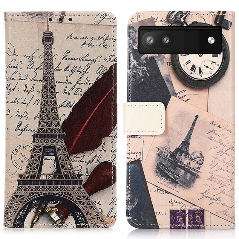 Capa Em Pele Para Google Pixel 7 A Torre Eiffel De Um Poeta