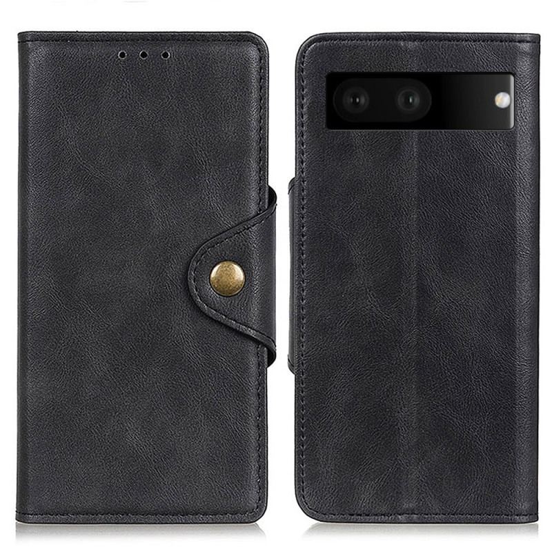 Capa Em Pele Para Google Pixel 7 Botão Magnético De Couro Falso