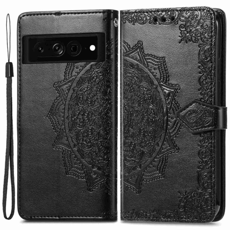 Capa Flip Para Google Pixel 7 De Cordão Mandala Retrô Com Tiras