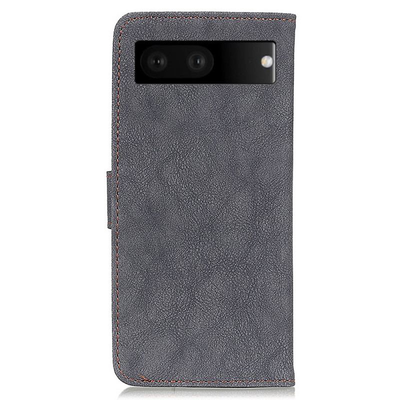 Capa Flip Para Google Pixel 7 Couro Rachado Khazneh