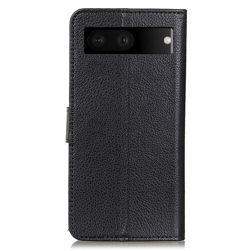 Capa Flip Para Google Pixel 7 Couro Sintético De Lichia Tradicional