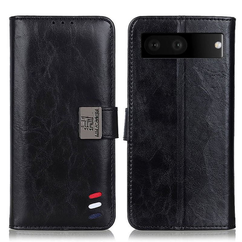 Capa Flip Para Google Pixel 7 Efeito Couro Tricolor