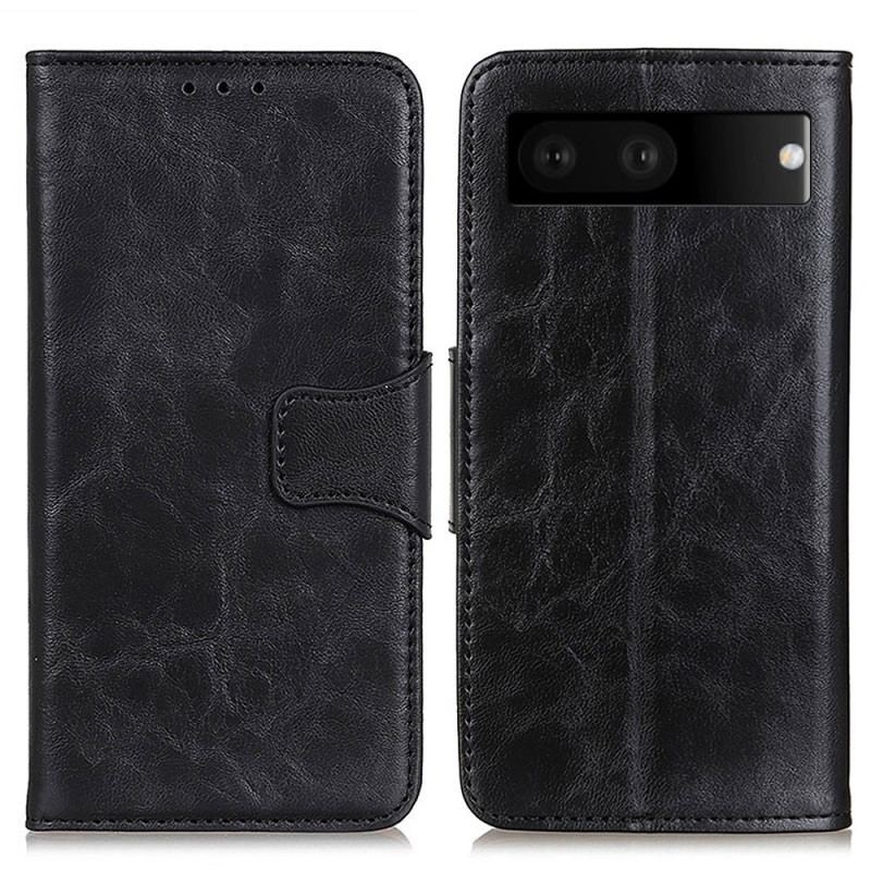 Capa Flip Para Google Pixel 7 Fecho Reversível De Couro Rachado