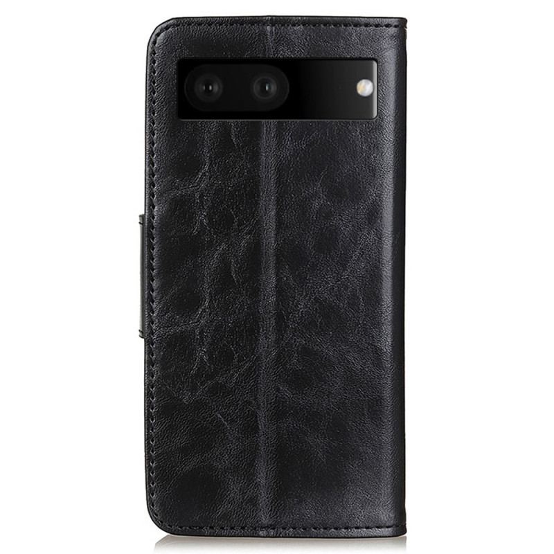 Capa Flip Para Google Pixel 7 Fecho Reversível De Couro Rachado