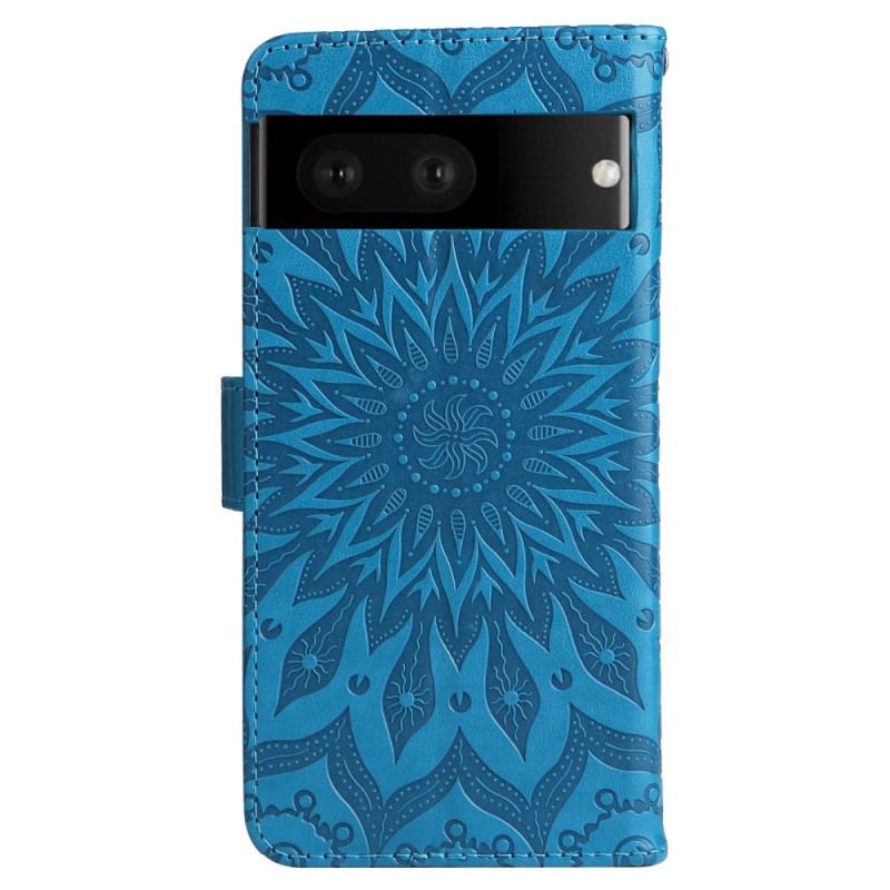 Capa Flip Para Google Pixel 7 Sol Com Cordão