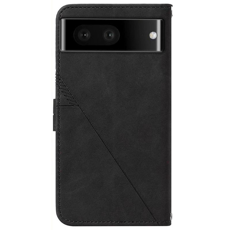 Capa Flip Para Google Pixel 7 Triângulos Com Alça De Ombro